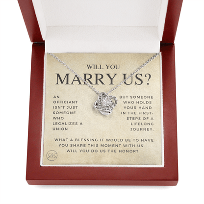Wedding Officiant Proposal Gift | Will You Marry Us? Will You Be Our Officiant? For Friends, Best Friend Bestie Necklace Bridal Party 0131gK