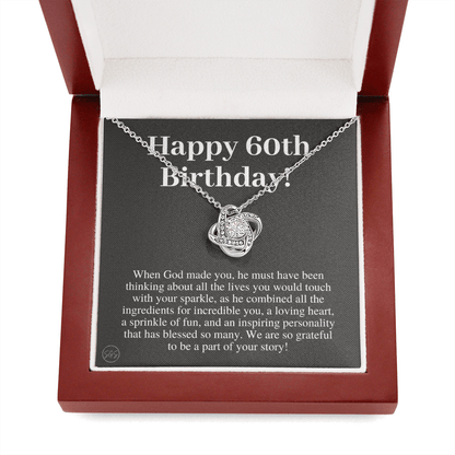 60th Birthday Gift for Women | Bday Present for Mom, Stepmom, Grandma, Friend, Employee, Funny and Heartfelt Card and Necklace 2802k