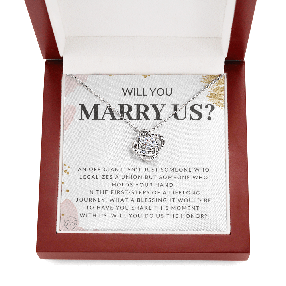 Wedding Officiant Proposal Gift | Will You Marry Us? Will You Be Our Officiant? For Friends, Best Friend Bestie Necklace Bridal Party 0131iK