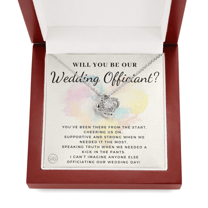 Wedding Officiant Proposal Gift | Will You Marry Us? Will You Be Our Officiant? For Friends, Best Friend Bestie Necklace Bridal Party 0817dK2