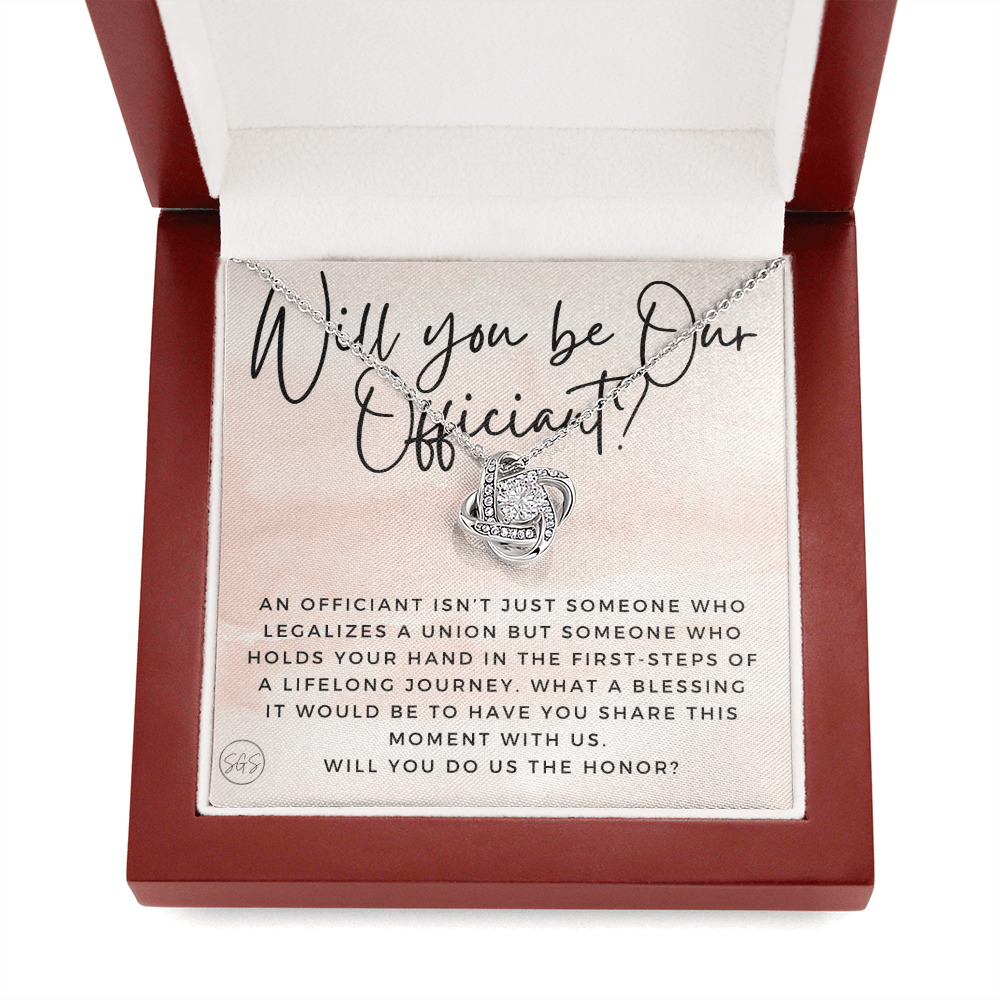 Wedding Officiant Proposal Gift | Will You Marry Us? Will You Be Our Officiant? For Friends, Best Friend Bestie Necklace Bridal Party 0131aK