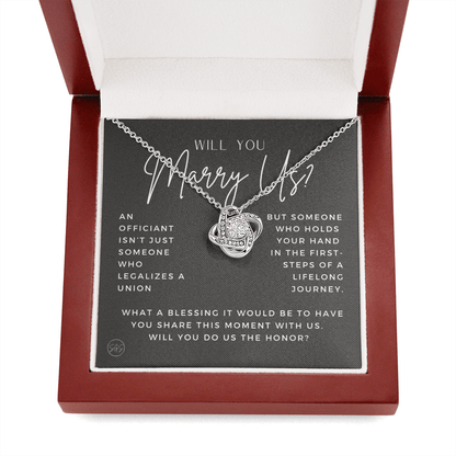 Wedding Officiant Proposal Gift | Will You Marry Us? Will You Be Our Officiant? For Friends, Best Friend Bestie Necklace Bridal Party 0131hK