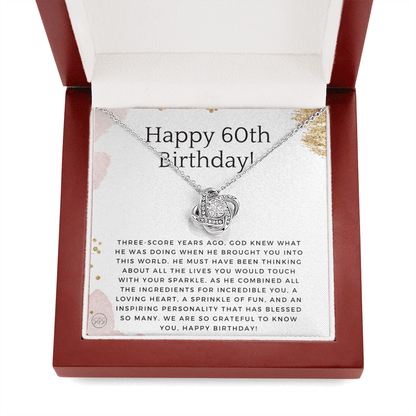 60th Birthday Gift for Women | Bday Present for Mom, Stepmom, Grandma, Friend, Employee, Funny and Heartfelt Card and Necklace 2801k