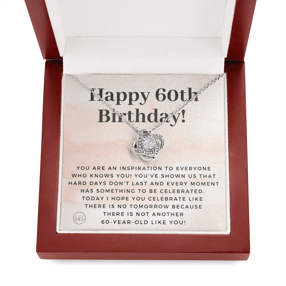 60th Birthday Gift for Women | Bday Present for Mom, Stepmom, Grandma, Friend, Employee, Funny and Heartfelt Card and Necklace 2808k