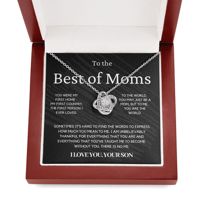 Gift for Mom from Son - You Were My First Home - Love Knot Necklace