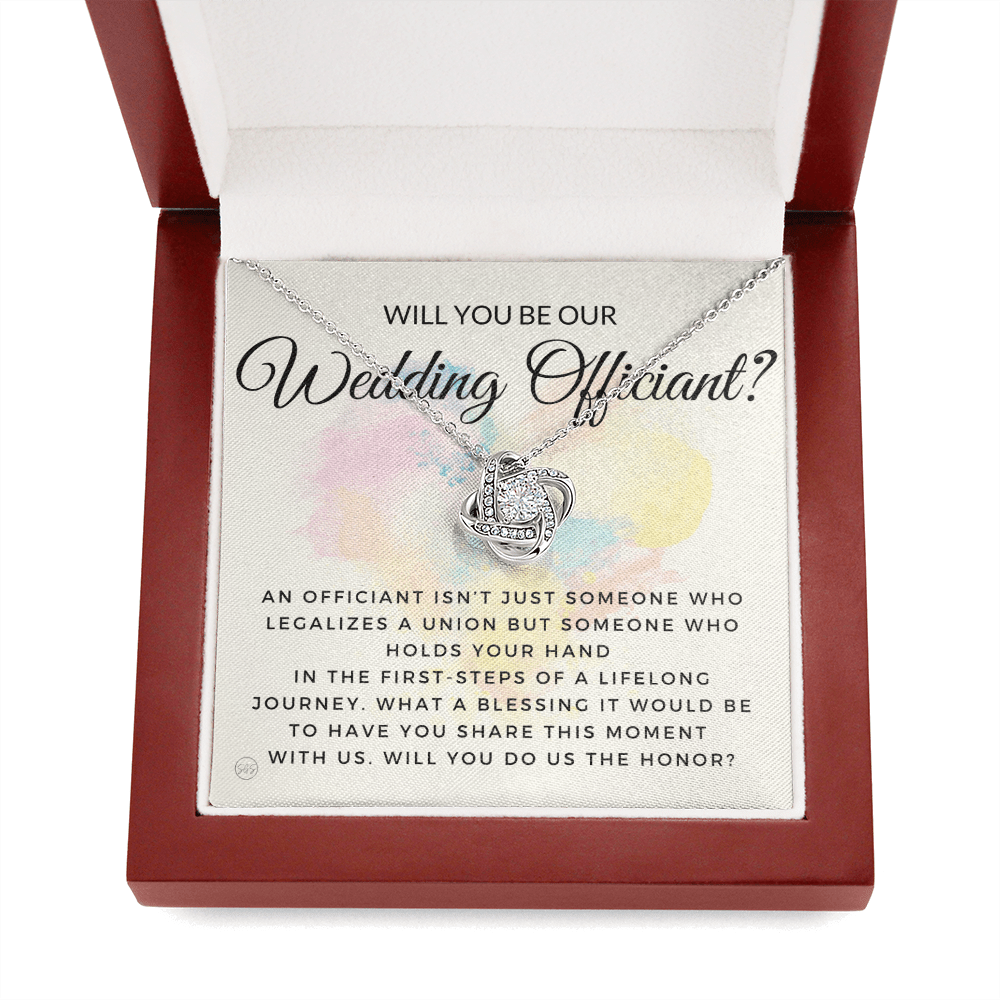 Wedding Officiant Proposal Gift | Will You Marry Us? Will You Be Our Officiant? For Friends, Best Friend Bestie Necklace Bridal Party 0131dK