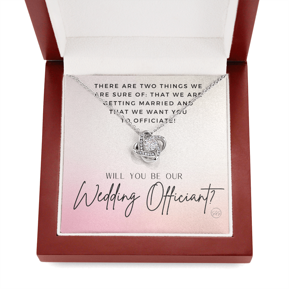 Wedding Officiant Proposal Gift | Will You Marry Us? Will You Be Our Officiant? For Friends, Best Friend Bestie Necklace Bridal Party 0131rK