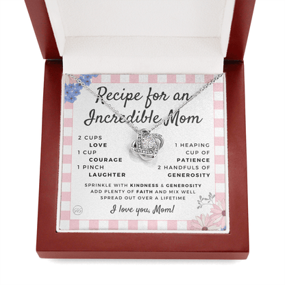 Gift for Mom | Mother's Day Necklace, Recipe for an Incredible Mother, Bonus Mom, Stepmom, From Daughter, From Son 0215dK