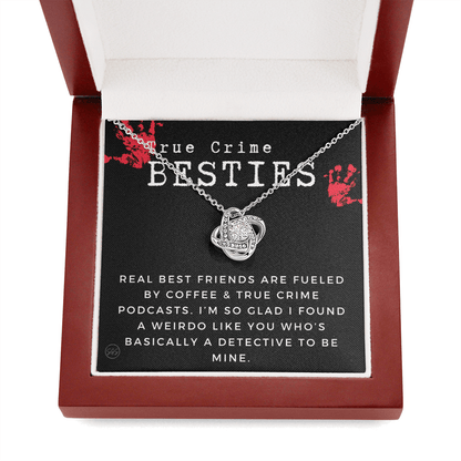 True Crime Best Friend Gift | Christmas Gift for Bestie, Funny Best Friend Necklace, True Crime & Wine, Podcast Junkie, Coffee Lover 1118-05K