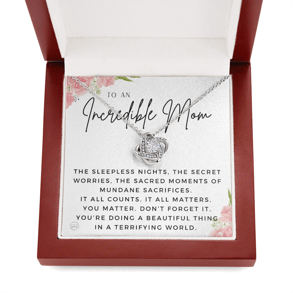 Gift for Mom | For An Incredible Mom, Mother's Day Necklace, From Daughter, Gift for New Mom, Pregnant Sister Gift, Christmas Gift  1112aadKA