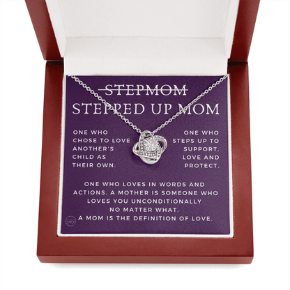 Stepped Up Mom | Gift for Stepmom, Bonus Mom, Stepmother, Grandma, Second Mama, From Step Daughter Son, Mother's Day, Birthday, Foster 125bK