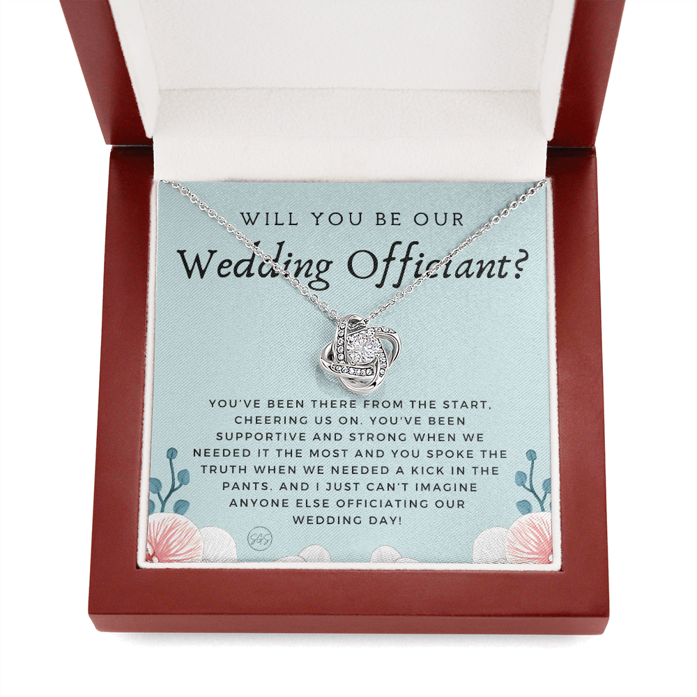 Wedding Officiant Proposal Gift | Will You Marry Us? Will You Be Our Officiant? For Friends, Best Friend Bestie Necklace Bridal Party 0817eK2