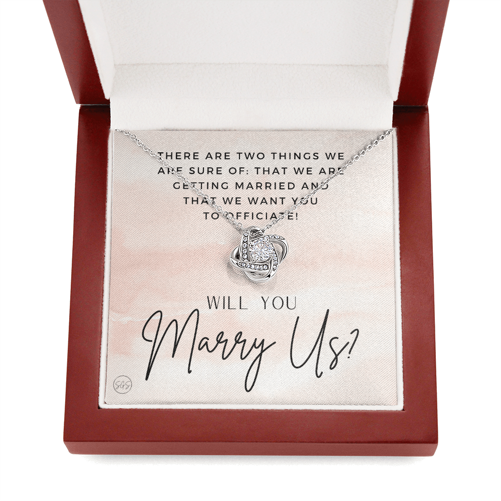 Wedding Officiant Proposal Gift | Will You Marry Us? Will You Be Our Officiant? For Friends, Best Friend Bestie Necklace Bridal Party 0817heartsd2