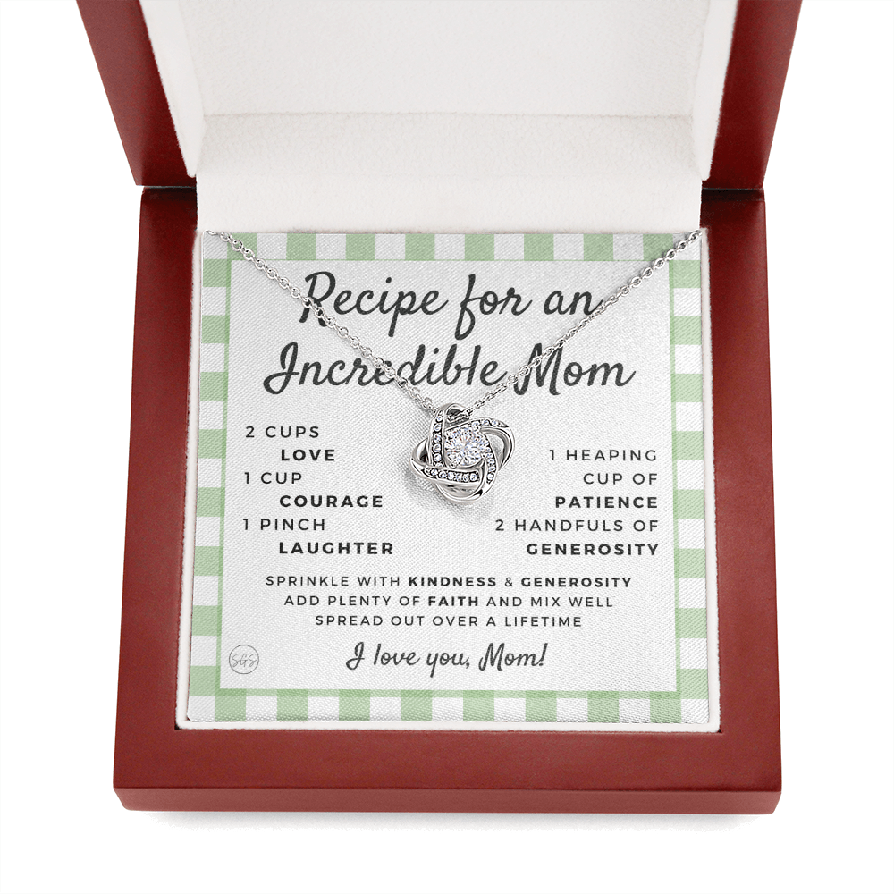 Gift for Mom | Mother's Day Necklace, Recipe for an Incredible Mother, Bonus Mom, Stepmom, From Daughter, From Son 0215eK