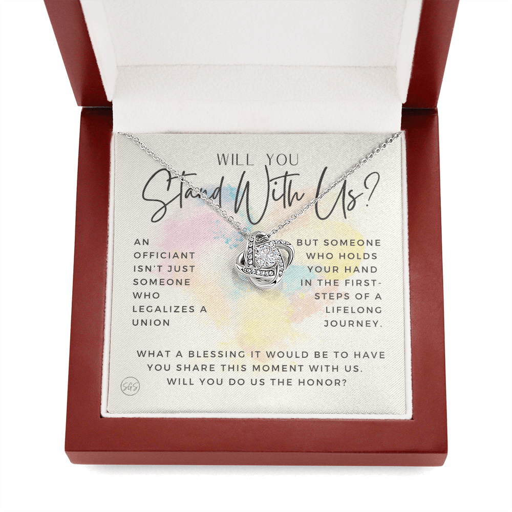Wedding Officiant Proposal Gift | Will You Marry Us? Will You Be Our Officiant? For Friends, Best Friend Bestie Necklace Bridal Party 0131jK