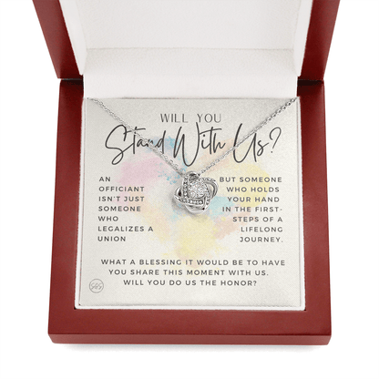 Wedding Officiant Proposal Gift | Will You Marry Us? Will You Be Our Officiant? For Friends, Best Friend Bestie Necklace Bridal Party 0131jK