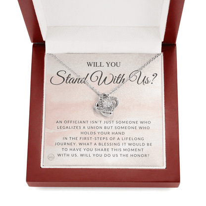 Wedding Officiant Proposal Gift | Will You Marry Us? Will You Be Our Officiant? For Friends, Best Friend Bestie Necklace Bridal Party 0131lK