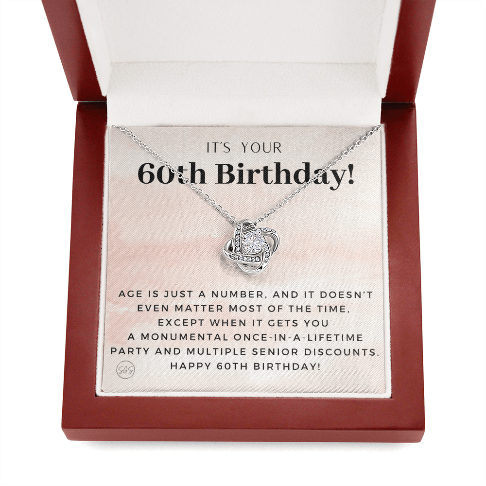 60th Birthday Gift for Women | Bday Present for Mom, Stepmom, Grandma, Friend, Employee, Funny and Heartfelt Card and Necklace 2805k