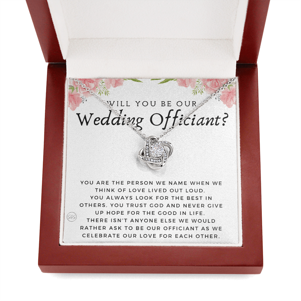 Wedding Officiant Proposal Gift | Will You Marry Us? Will You Be Our Officiant? For Friends, Best Friend Bestie Necklace Bridal Party 0817fK2