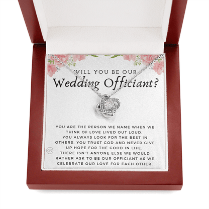 Wedding Officiant Proposal Gift | Will You Marry Us? Will You Be Our Officiant? For Friends, Best Friend Bestie Necklace Bridal Party 0817fK2