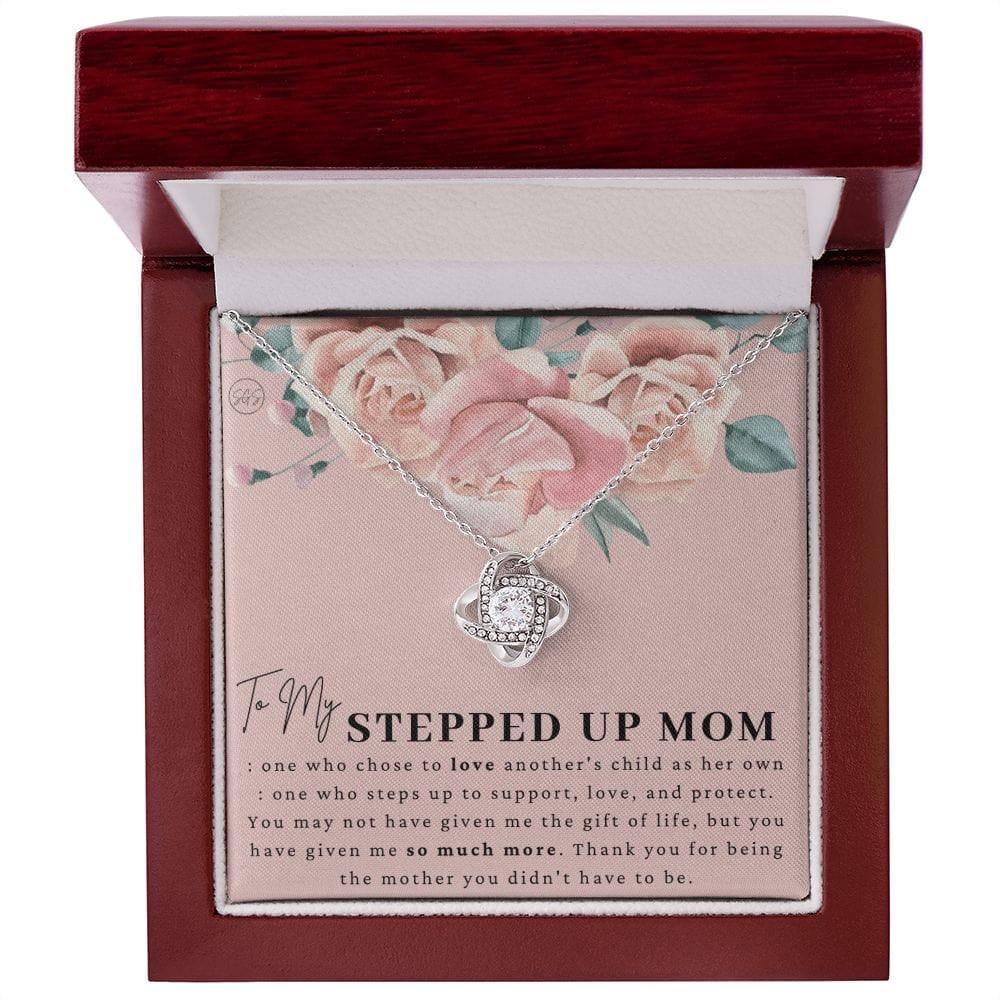 Stepped Up Mom | Christmas Gift for Stepmom, Bonus Mom Necklace, Stepmother, Grandma, Second Mama, From Step Daughter Son, Birthday, Foster