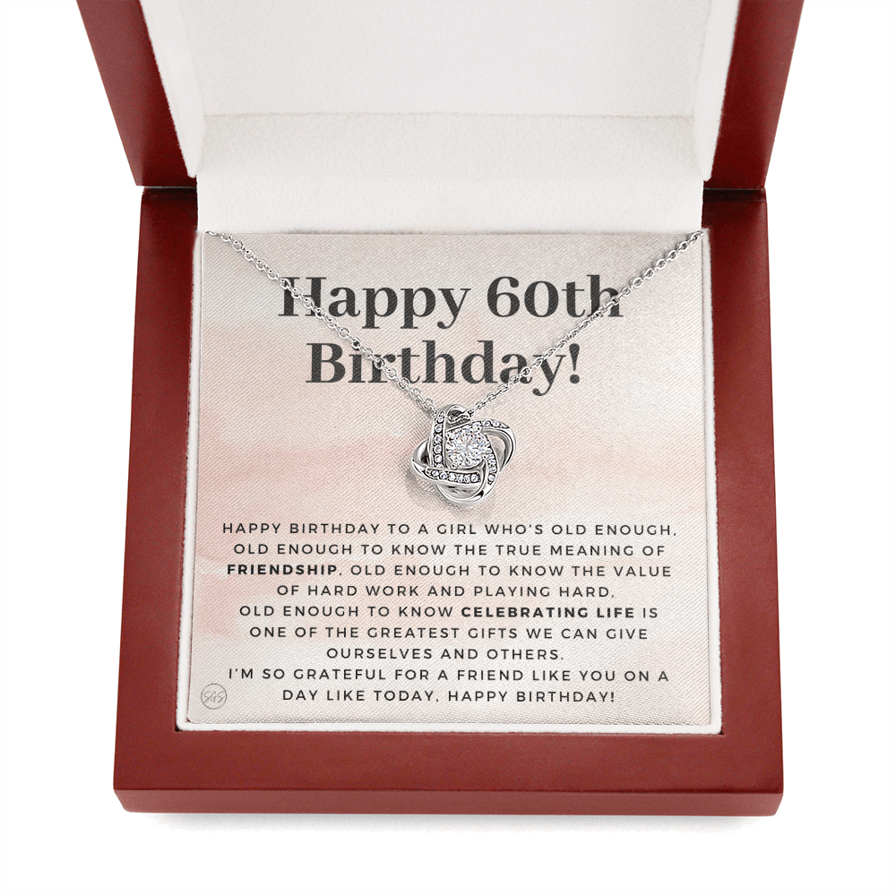 60th Birthday Gift for Women | Bday Present for Mom, Stepmom, Grandma, Friend, Employee, Funny and Heartfelt Card and Necklace 2800k