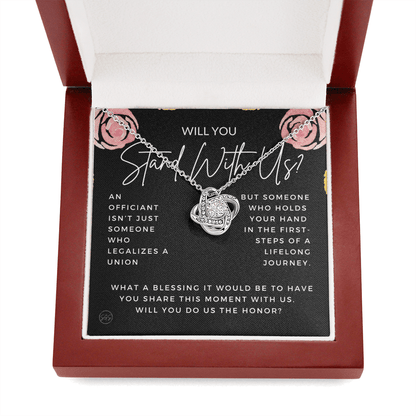 Wedding Officiant Proposal Gift | Will You Marry Us? Will You Be Our Officiant? For Friends, Best Friend Bestie Necklace Bridal Party 0131kK