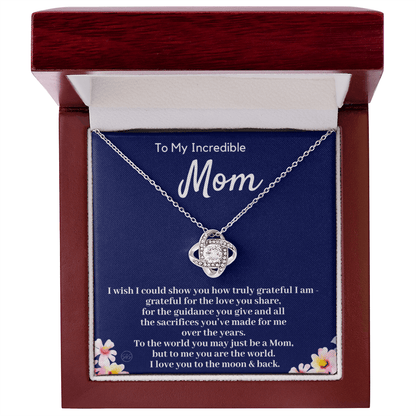 Gift for Mom | Mother's Day Gift, To My Loving Mom From Daughter, From Son, Love You to the Moon and Back, Love Knot Necklace 0422cK