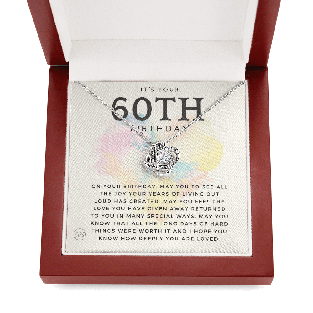 60th Birthday Gift for Women | Bday Present for Mom, Stepmom, Grandma, Friend, Employee, Funny and Heartfelt Card and Necklace 2804k