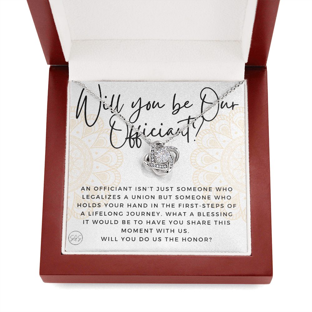Wedding Officiant Proposal Gift | Will You Marry Us? Will You Be Our Officiant? For Friends, Best Friend Bestie Necklace Bridal Party 0817aK2