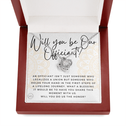 Wedding Officiant Proposal Gift | Will You Marry Us? Will You Be Our Officiant? For Friends, Best Friend Bestie Necklace Bridal Party 0817aK2