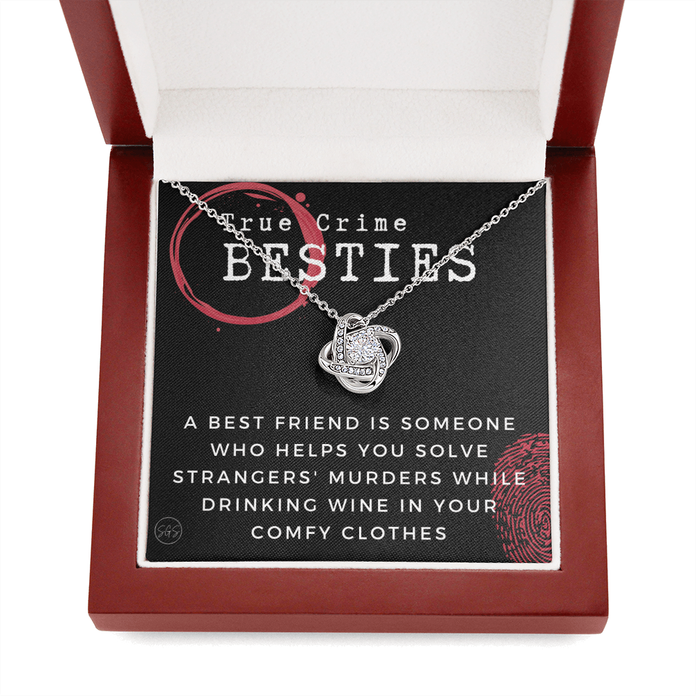 True Crime Best Friend Gift | Christmas Gift for Bestie, Funny Best Friend Necklace, True Crime & Wine, Podcast Junkie, Coffee Lover 1118-02K