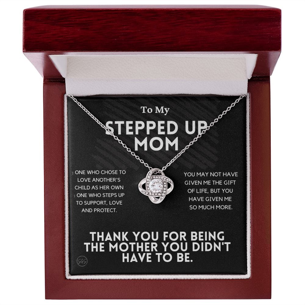 Stepped Up Mom - Christmas Gift for Stepmom, Bonus Mom Necklace