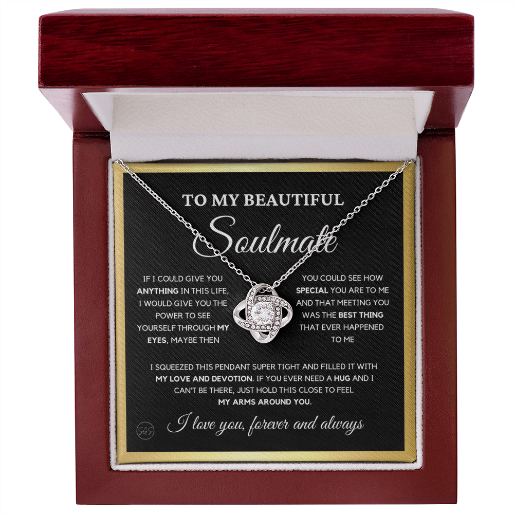 To My Beautiful Soulmate | Love Knot Necklace - Gift for Wife, Gift for Girlfriend, Gift for Fiance, Future Wife, Anniversary for Her 0503cK