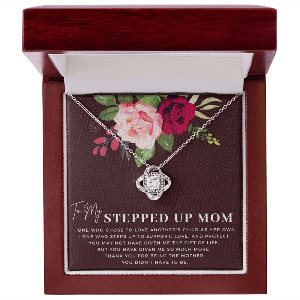 Stepped Up Mom | Christmas Gift for Stepmom, Bonus Mom Necklace, Stepmother, Grandma, Second Mama, From Step Daughter Son, Birthday, Foster
