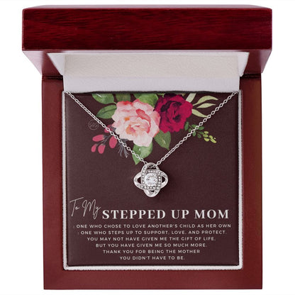 Stepped Up Mom | Christmas Gift for Stepmom, Bonus Mom Necklace, Stepmother, Grandma, Second Mama, From Step Daughter Son, Birthday, Foster