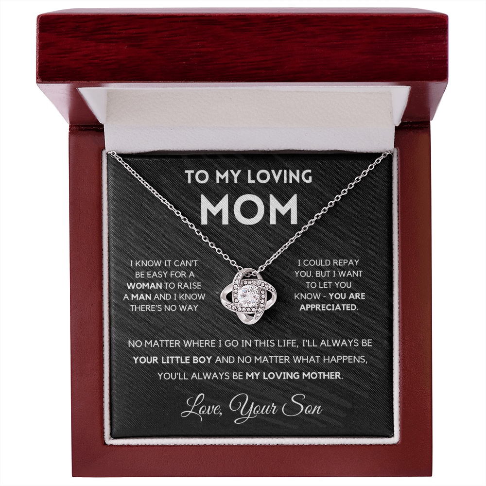 Gift For Mom from Son - I'll Always Be Your Little Boy - Love Knot Necklace | Gift for Mother's Day From Son, Mom Birthday Present M2