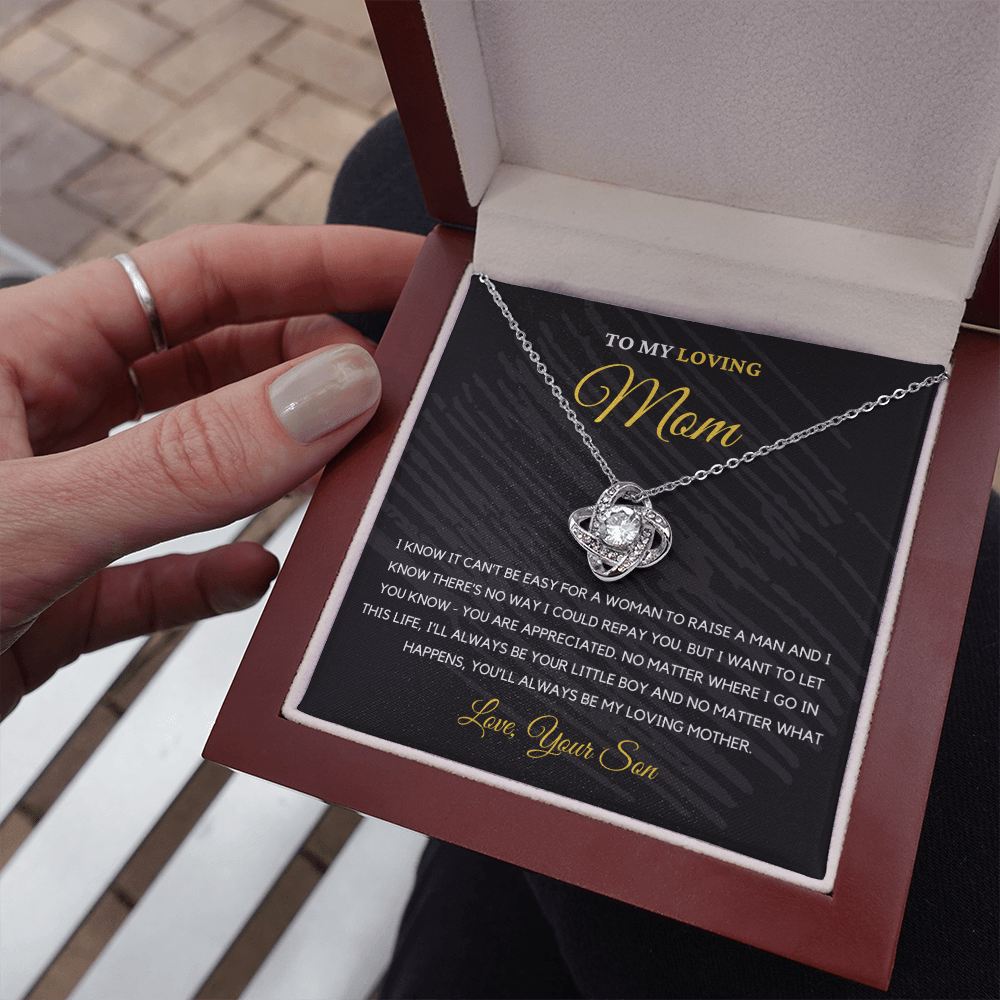 To My Loving Mom - Love Knot Necklace | Gift for Mother's Day From Son, I'll Always Be Your Little Boy, You'll Always Be My Loving Mother 1K