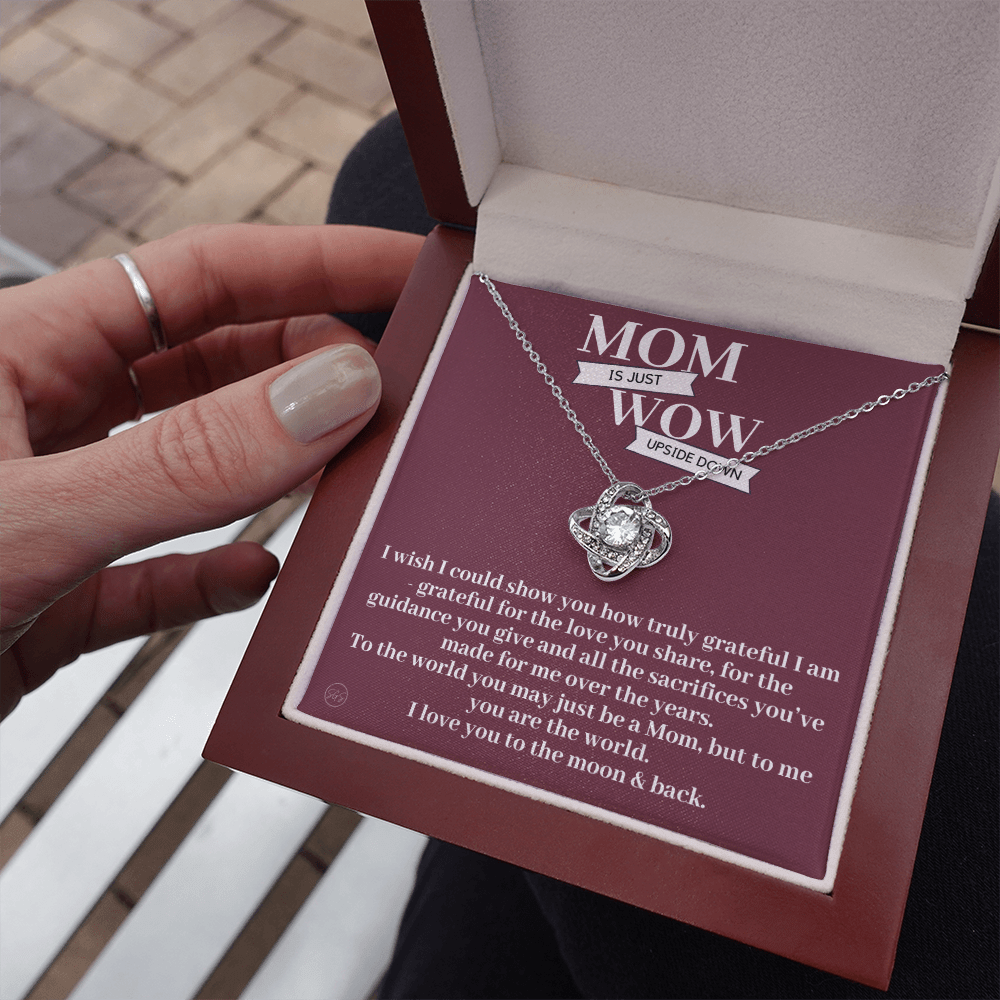 Gift for Mom | Mother's Day Gift, To My Loving Mom From Daughter, From Son, Love You to the Moon and Back, Love Knot Necklace 0422bK