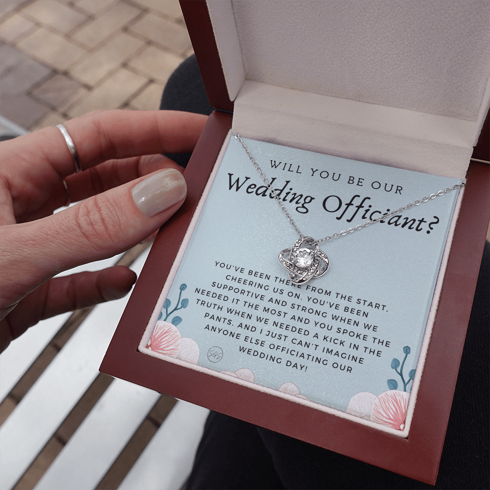 Wedding Officiant Proposal Gift | Will You Marry Us? Will You Be Our Officiant? For Friends, Best Friend Bestie Necklace Bridal Party 0817eK2