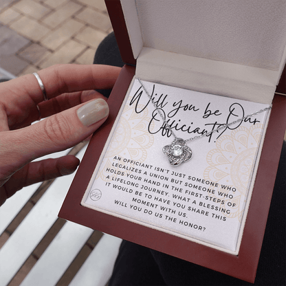 Wedding Officiant Proposal Gift | Will You Marry Us? Will You Be Our Officiant? For Friends, Best Friend Bestie Necklace Bridal Party 0817aK2
