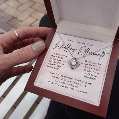 Wedding Officiant Proposal Gift | Will You Marry Us? Will You Be Our Officiant? For Friends, Best Friend Bestie Necklace Bridal Party 0131eK