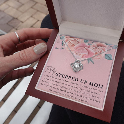 Stepped Up Mom | Christmas Gift for Stepmom, Bonus Mom Necklace, Stepmother, Grandma, Second Mama, From Step Daughter Son, Birthday, Foster