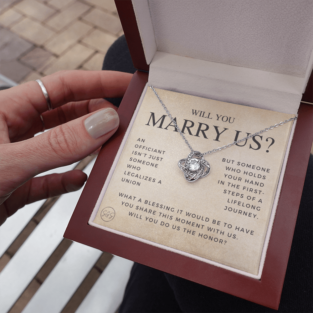 Wedding Officiant Proposal Gift | Will You Marry Us? Will You Be Our Officiant? For Friends, Best Friend Bestie Necklace Bridal Party 0131gK