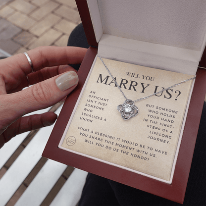 Wedding Officiant Proposal Gift | Will You Marry Us? Will You Be Our Officiant? For Friends, Best Friend Bestie Necklace Bridal Party 0131gK