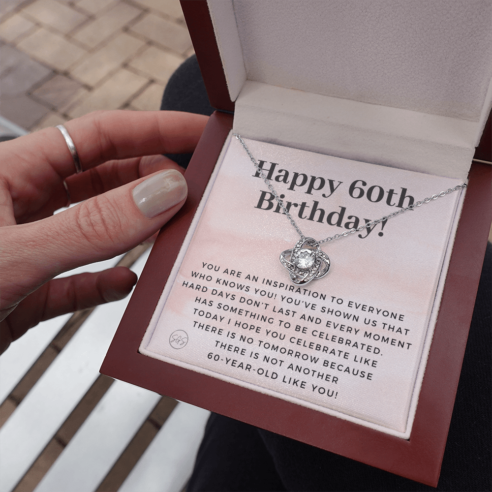 60th Birthday Gift for Women | Bday Present for Mom, Stepmom, Grandma, Friend, Employee, Funny and Heartfelt Card and Necklace 2808k