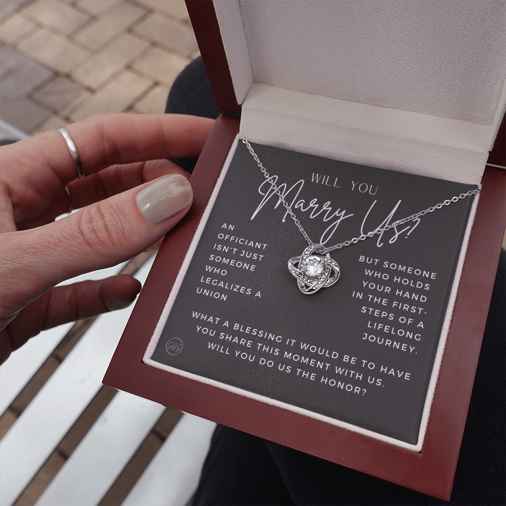 Wedding Officiant Proposal Gift | Will You Marry Us? Will You Be Our Officiant? For Friends, Best Friend Bestie Necklace Bridal Party 0131hK