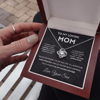 Gift For Mom from Son - I'll Always Be Your Little Boy - Love Knot Necklace | Gift for Mother's Day From Son, Mom Birthday Present M2