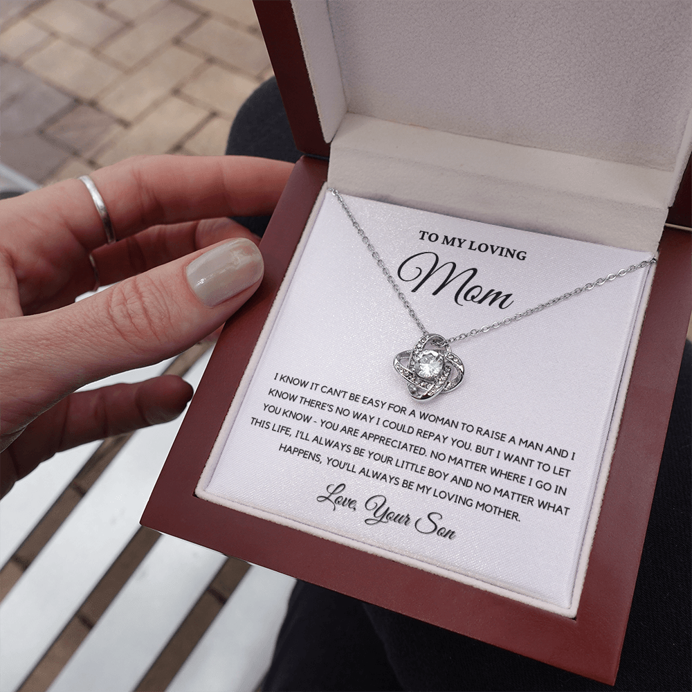 To My Loving Mom - Love Knot Necklace | Gift for Mother's Day From Son, I'll Always Be Your Little Boy, You'll Always Be My Loving Mother 4K