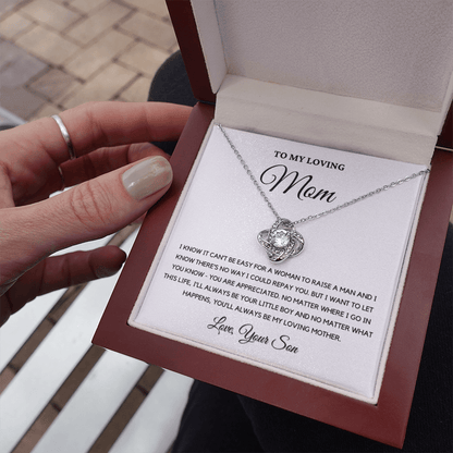 To My Loving Mom - Love Knot Necklace | Gift for Mother's Day From Son, I'll Always Be Your Little Boy, You'll Always Be My Loving Mother 4K